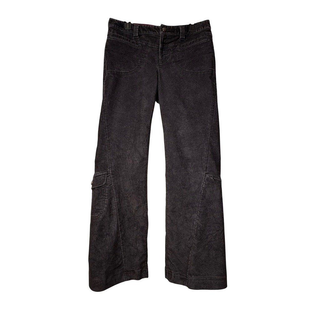 Athleta Womens Charcoal Gray Corduroy Cargo Wide Leg Pants w/ Stretch